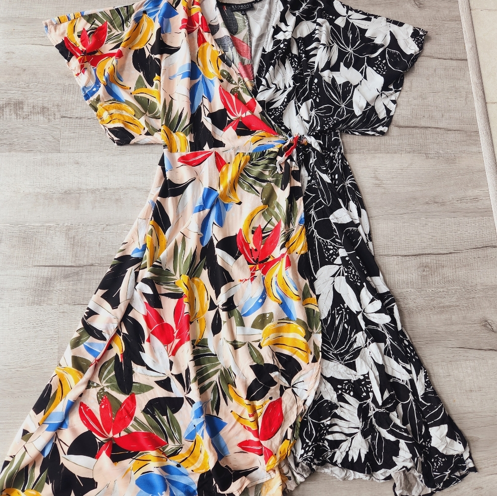 Eloquii Mixed Print Wrap Dress | Size 28 - image 2